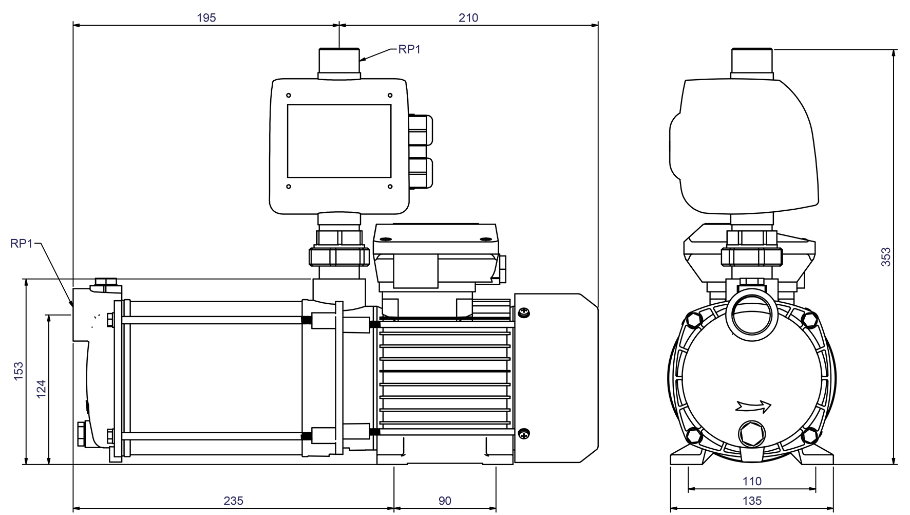 Abmessungen - CPS 15-4 B / ZP Control AdPro