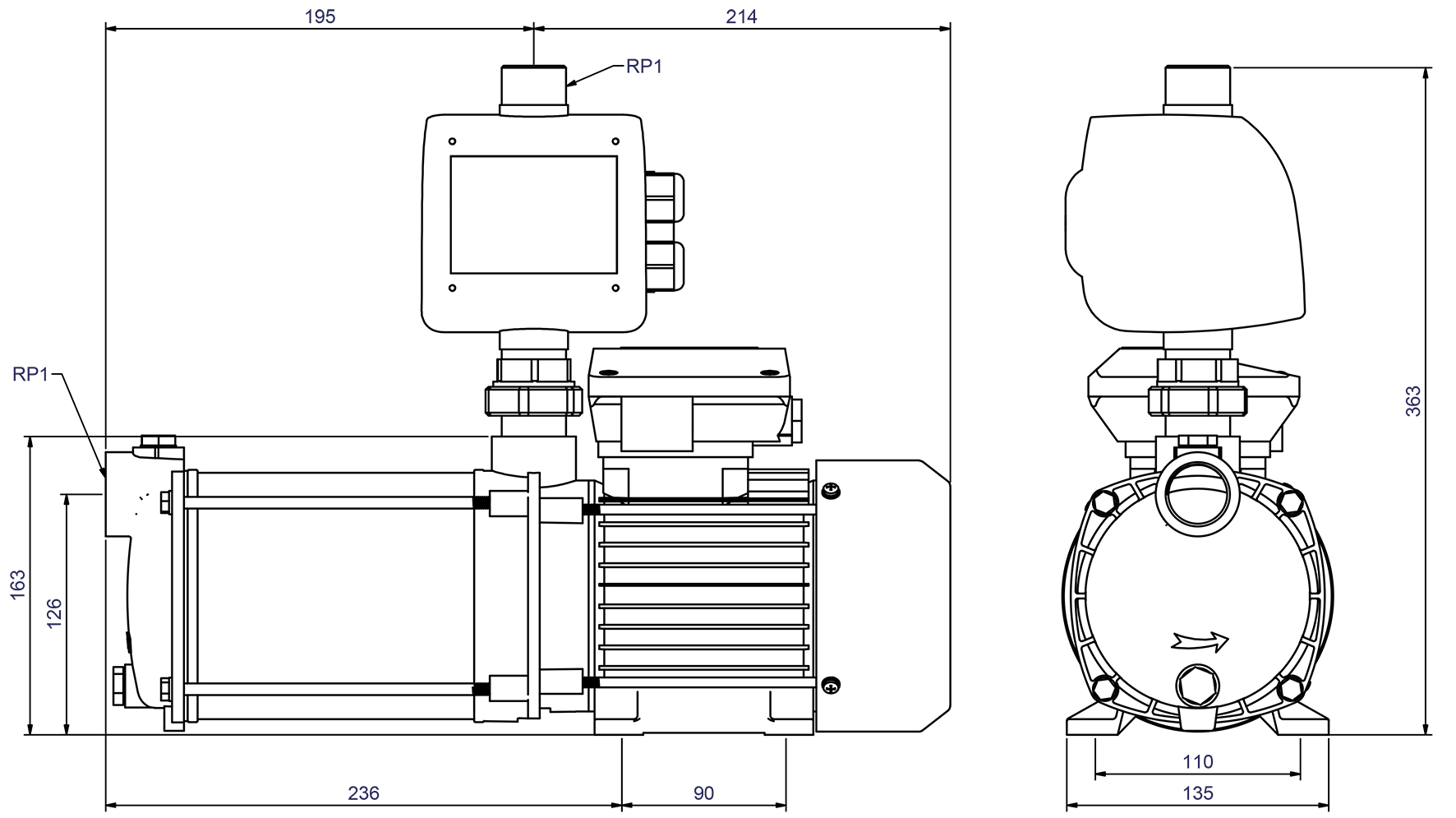 Abmessungen - CPS 20-4 B / ZP Control AdPro