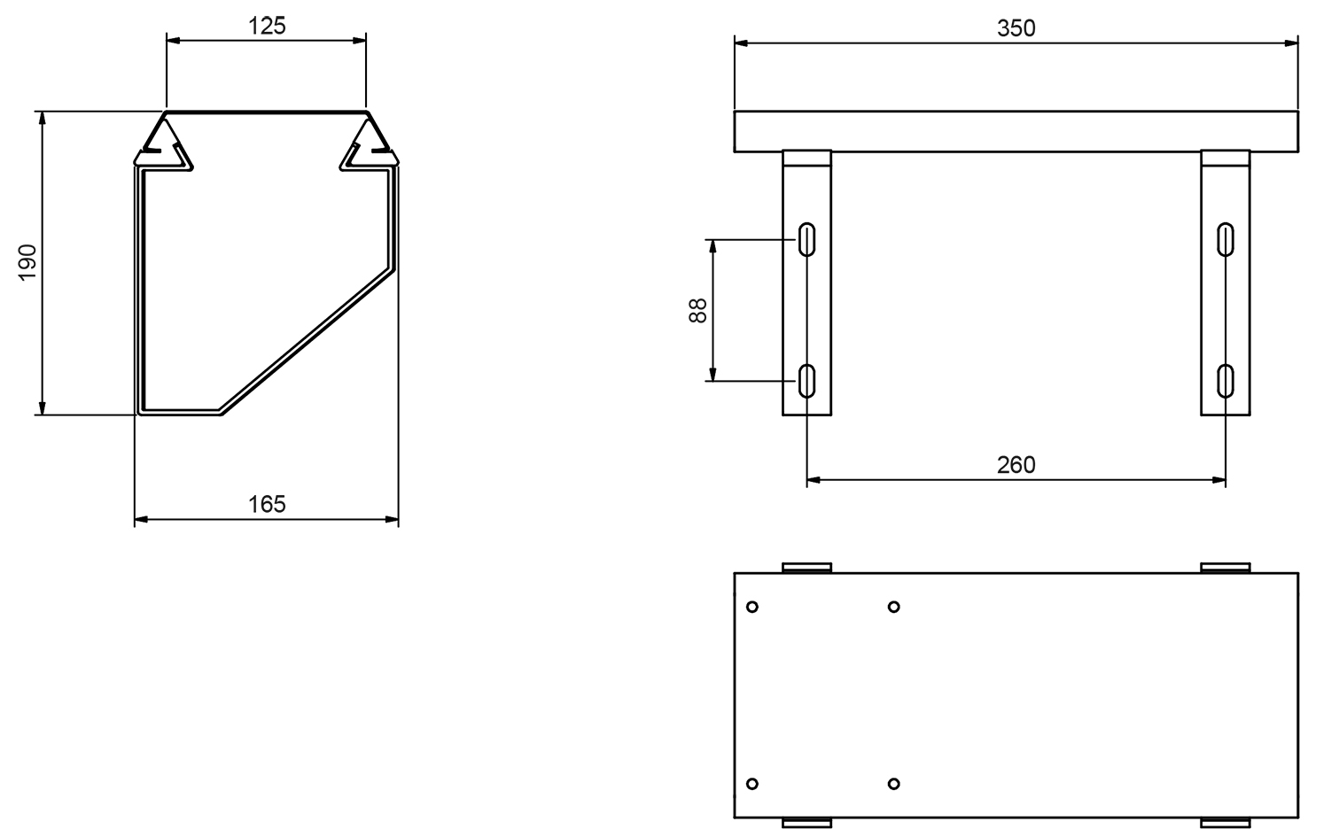 Dimensions - Pump console, small