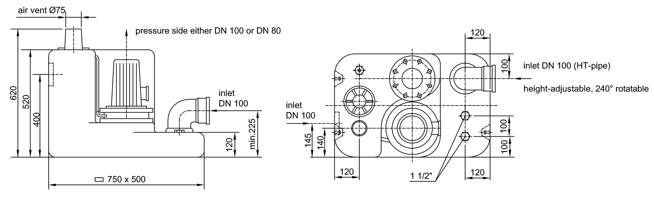 Dimensions - Boy 1,5 D  400 V