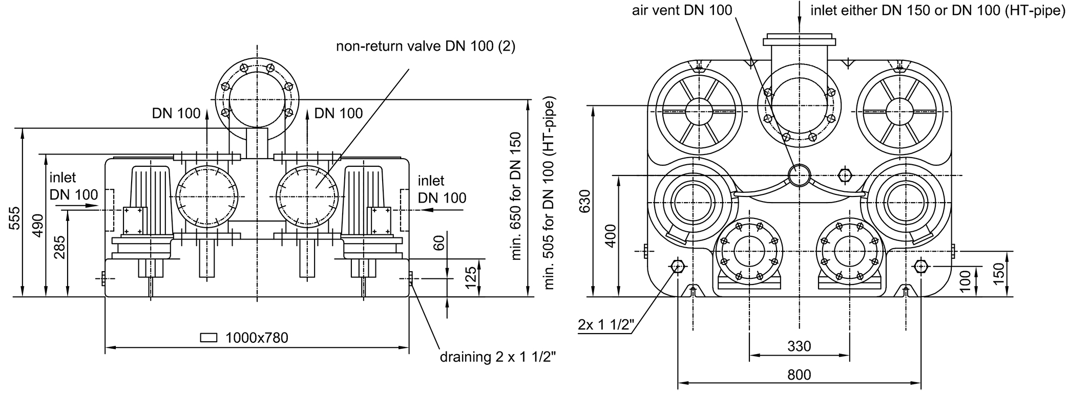 Dimensions - Boy Duplex 1,5 D  400 V