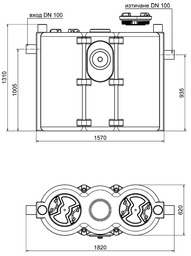 Abmessungen - Отделител на мазнини NS 4 овален