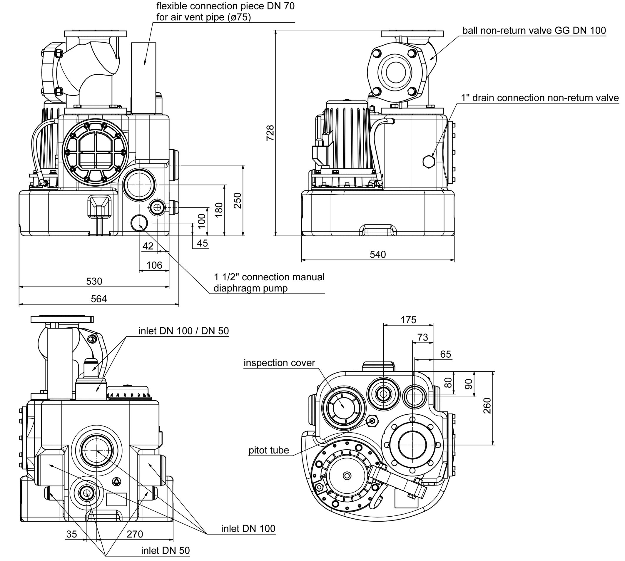 Dimensions - Kompaktboy 3,0 D 2P  400 V
