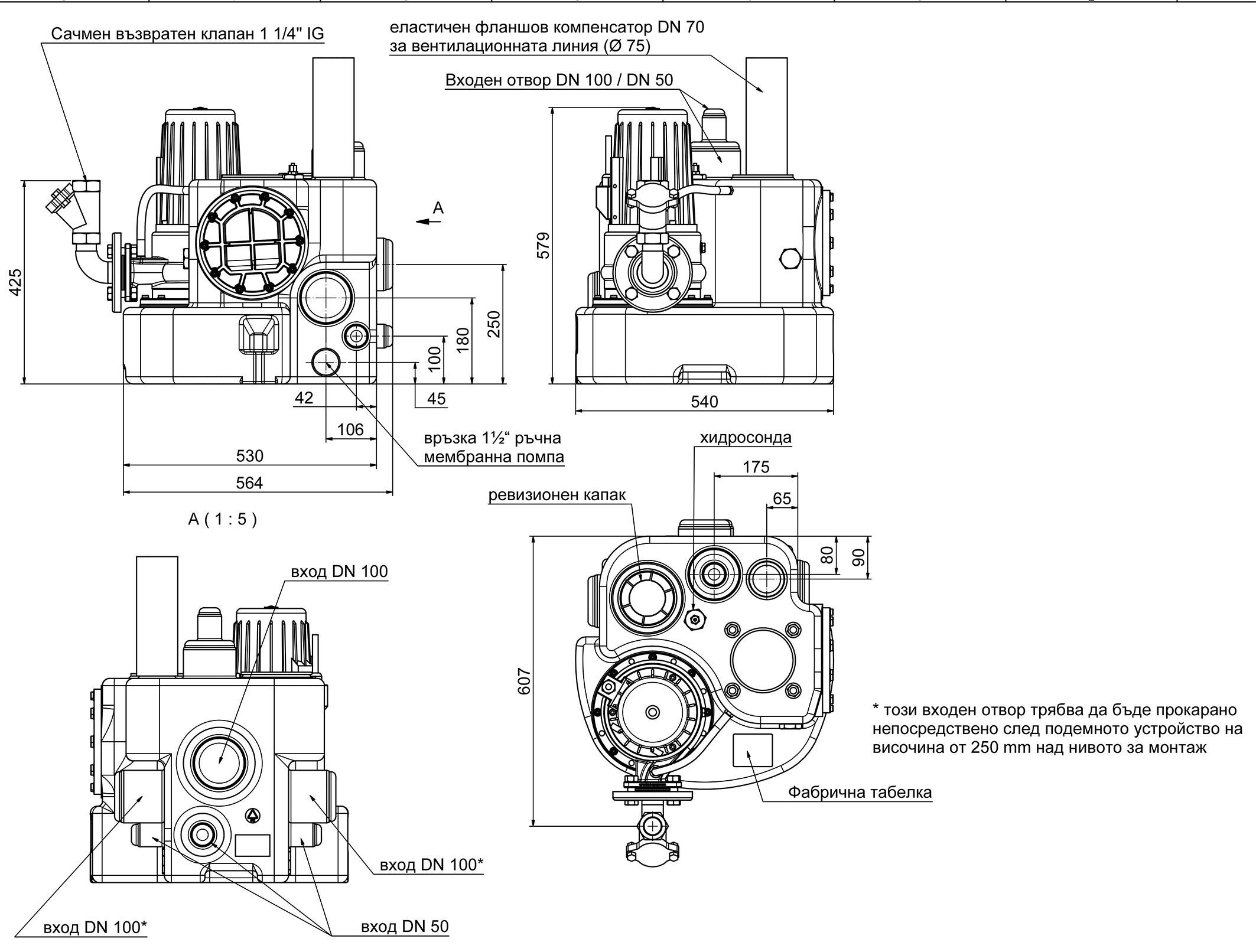 Abmessungen - Kompaktboy SE 71.1 W  230V