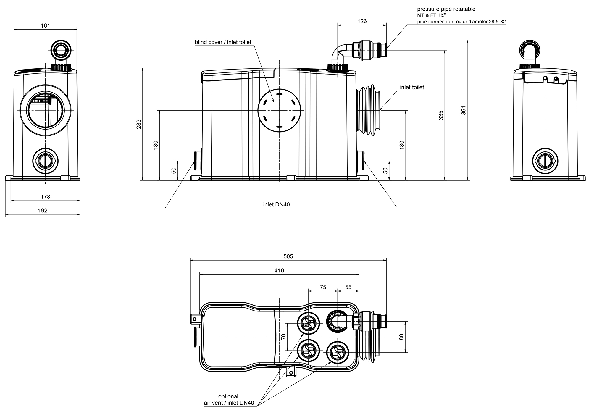 Dimensions - Gerios small lifting unit