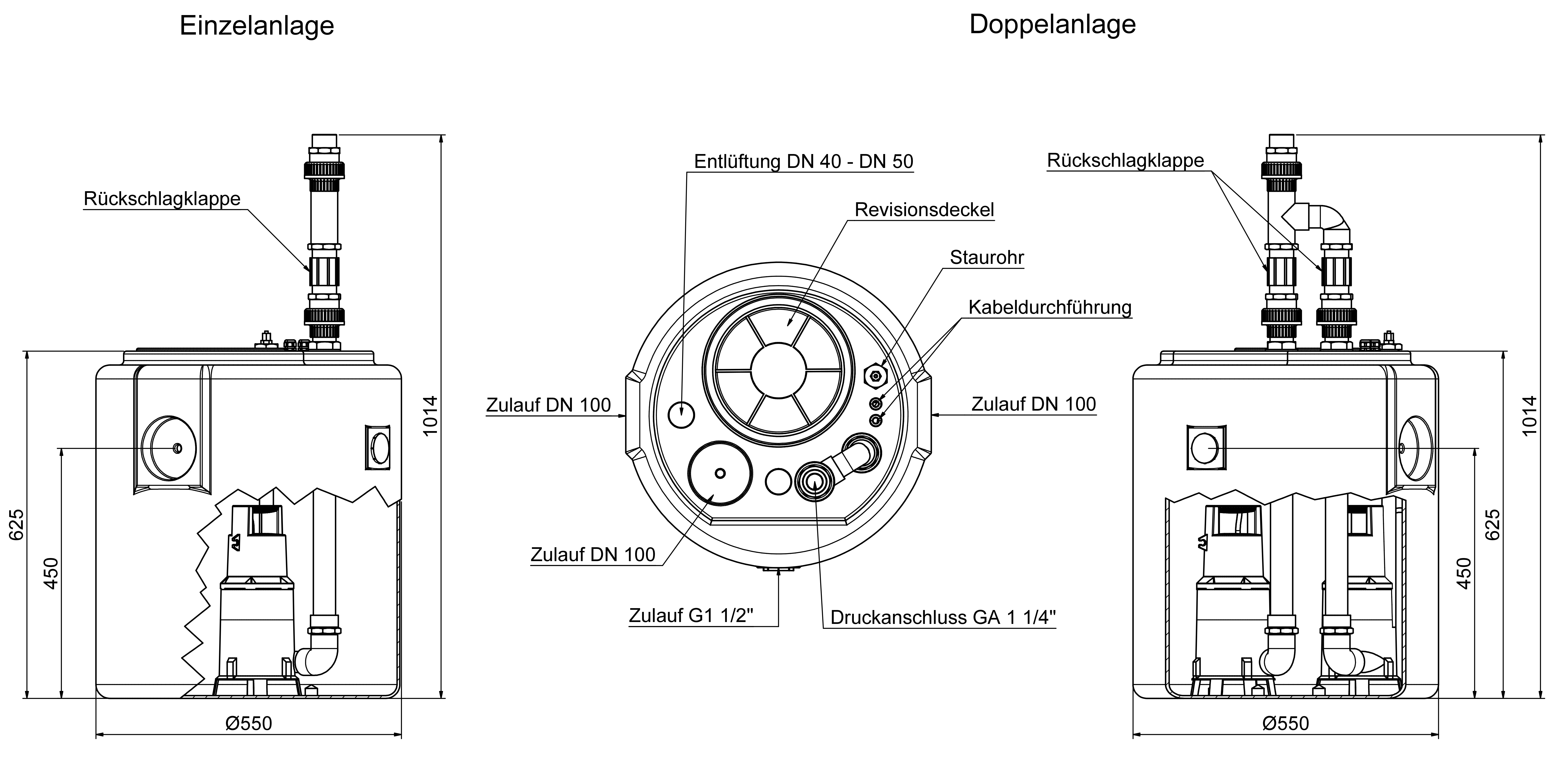 Abmessungen - SWH-F 500/30 Doppel